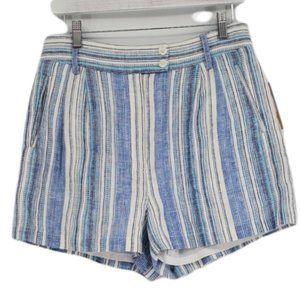 Cremieux Figi Islands Molly Stripe Artic Blue and Ivory High Rise Short 6 Small